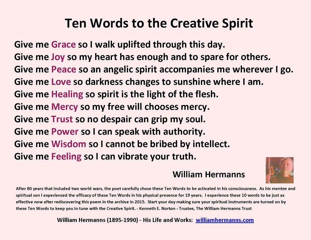 Ten Words to the Creative Spirit by William Hermanns